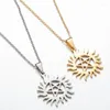 Pendant Necklaces Star Of David In Sparkling Sun Stainless Steel Korean Minimalist Hollow Out Circle Sunshine Sunlight Choker
