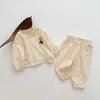 Conjuntos de roupas 4372C Baby Set Cartoon Bear Suit de 2023 Primavera e Autumn Girl's Sweater de duas peças Pant Casual Boy's