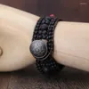 Strand Est Onyx Lavastein 7 Chakra Leder Wickelarmbänder Handgemacht Böhmen Geschenk Schmuck Paare