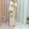 민족 의류 아바야 두바이 여성 무슬림 히잡 드레스 새틴 카프탄 터키 퍼프 슬리브 느슨