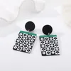 Dangle Earrings & Chandelier Korean Square Checkered Ins Wind Black And White Checkerboard Simple Personality All-match WomenDangle