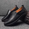 Kleid Schuhe Echtes Leder Männer Schuhe Luxus Marke Casual Slip auf Formale Loafers Mokassins Italienische Schwarz Männlich Fahren JKPUDUN 230220