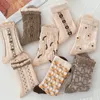 Women Socks 3/5pairs Retro Jacquard Woman Korean Sweet Kawaii Tube Japanese Harajuku Ins Creative Female Sokken Long