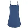 Casual Dresses Women Summer Vest V Neck Cami Loose Tank Tops Button Blue