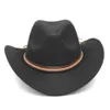 Western Cowboy Hat Wide Brim med brunt bälte för kvinnor och män för Halloween julfest