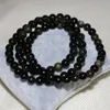 Strand Beaded Strands Retro Fashion 6mm Natural Stone Black Obsidian Round Beads Bracciali Multistrato Per Uomo Donna Gioielli 18inch B2897Bead