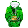 Felpe con cappuccio da uomo da 3 a 14 anni Bambini St. Patrick's Day Felpa con cappuccio stampata in 3D Felpa con cappuccio da bambina casual Giacca da cartone animato Cappotto Abbigliamento per bambini