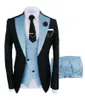 Men's Suits Elegant Fashion Suit Men Three Piece Groom Groomsmen Wedding Banquet Crossover Casual Black Blazer