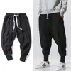 Męskie spodnie w stylu chińskim Pants Męskie streetwear swobodny joggery męskie spodnie bawełniane lniane spodnie dresowe kostki men długości spodnie M-5xl 230220