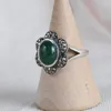 Ringos de cluster FNJ 925 Silver Ring for Women Jewelry Original Pure S925 Sterling Green Agate Stone Marcasite