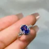 Anelli a grappolo Fine Tanzanite naturale Anello in argento sterling Anello da donna Matrimonio Fidanzamento Anniversario Regalo Gioielli per feste