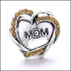 Charms Heart Mom Love Rinestone Snap Button Женщины выводы ювелирных изделий 18 мм металлические кнопки снимков Diy Bracelet Jewellery Wholesale Drop D Dhksc