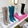 Winter Pointed Toe Wine Glass Heel High Heeled Boots Snake Print Sexy Large Size One Foot Stirrup Fashion Women's Boots 122823a