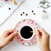 Cups Saucers Luxury Roses Cup Noordse creatieve hoogwaardige keramische simpel Modern met lepel Taza Ceramica Home Coffee Tea