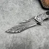 Forged VG10 Damascus Folding Knife Partikul￤rt ebenholts tr￤handtag med l￤derh￶ljet utomhusjakt sj￤lvf￶rsvarsficka camping edc knivar