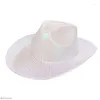 Berets Neon Sparkly Glitter Hat - Leuk metallic holografische feest Disco Cowgirl voor verjaardagsuitloper feesten