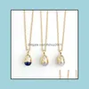 Pendant Necklaces Bell Rose Pink Quartz White Crystal Lapis Lazi Natural Stone Necklace Chain For Women Girl Brand Jewelry Drop Deli Dh9P6