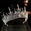 Tiaras luksusowy błyszczący kryształowy geometryczny tiar ślubny Crown Rhinestone Controselki Diadema Kołnie