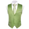 Mäns västar smala fit mäns ärmlös väst klassisk bladgrön v-hals maistcoat slips set fritidsformellt parti bröllop barry.wang dm-2420