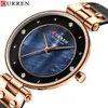 Curren Women Watches Top Leather Strap Watch para mulheres rel￳gio azul elegante quartzo ladies watch1233q