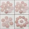 Stone 25mm Rose Quartz Natural Round Cabochon Loose Beads Face For Reiki Healing Crystal Ornaments Necklace Ring Earrri Luckyhat Dro Dhhhz