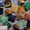 Stone 14mm Natural Crystal Semipreciu Pyramid Pyramidal Face Seven Chakras Cabochons smycken Tillbeh￶r Drop Delivery Dhcke