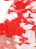Sukienki swobodne eleganckie kobiety haftowe sukienka czerwona zaciągnięcie długiego rękawa gołego ramię peplum ołówek vintage impreza urodzinowe suknie urodzinowe