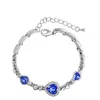 Bracelets porte-bonheur Top vente complet coloré Zircon cristal autrichien coeur Femme femmes lien chaîne bijoux Bracelet Bracelets