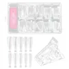 Nagelgel 300st Fake Nails-Acrylic Nails Coffin Shaped Ballerina Tips Full Cover False Artificial With 3 Clip