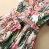 Robe ceinturée à imprimé Floral blanc/rouge, manches courtes, col rond, en coton, robes décontractées mi-longues, printemps 2023, S3F131623