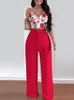 Dames tweedelige broek Pants Spring Summer Lady Print Set Casual Slim Fit Women 2023 Pak Mouwloze tanktops Lange matching