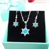 fashion blue opal jewelry set mexican pendant and earrings