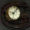 Orologi da tasca 1882 STILE ANTICO ROMANO TONO RAME OROLOGIO DA DONNA A CARICA MECCANICA CON CATENA IN PELLE BEL REGALO DI NATALE H034