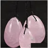 Massagestenar Rocks Natural Rose Quartz Crystal Eggs Yoni Egg For Women Kegel tr￤ning Vaginal Balls Masr Toys Drop Delivery Heal Dhetb