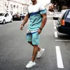 Tracksuits voor heren oversized zomer t-shirt shorts jogging set 3D geprinte stiksel mannen kleding outfits o-neck casual tracksuit 2 pi