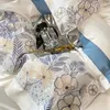 Bedding Sets White Egyptian Cotton Luxury Set Flowers Embroidery Pure Duvet Cover Flat/Fitted Bed Sheet Pillowcase