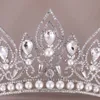 Tiaras Baroque Luxury Drop Shape Crystal Crown Princess Birthday Party Imitation Pearl Tiaras Headwear Bridal Wedding Hair Accesories Z0220