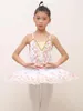무대 착용 발레 드레스 흰색 백조 호수 투투 스커트 소녀를위한 어린이 댄스 의상 공연 꽃 자수 크리스탈