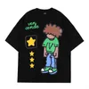 Camisetas masculinas estrelas letra cartoon garoto retrô camisetas de verão para homens e mulheres mangas curtas Artilhão de algodão Crew Crew pescoço solto casual z0220