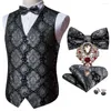 Мужские жилеты 5pcs Дизайнерский мужской свадебный костюм Жилета Black Paisley Jacquard Плетена