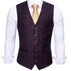 Men's Vests 5 Colors Plaid Style Suit Vest For Men Tie Set Slim Fit V-neck Collarless Male Waistcoat Gilet Casual Business Barry.Wang