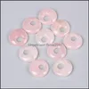 Charms 18mm C￭rculo de pedra natural de pedra rosa quartzo cura reiki pingente de cristal briols de colar de diy feminino j￳ia ffshop20 dhu6m