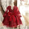 Robes de fille fille robe de broderie en dentelle pour bébé 1ère fête d'anniversaire Elegant Princess Toddler Baptême Cérémonie de vêtements Dhm3o