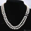Pendant Necklaces Charming!2Rows 7-8mm White Akoya Cultured Pearl Necklace