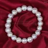 Strand Daking 9mm White Freshwater Cultured Pearl Crafted Armband för Xmass gåva