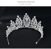 Tiaras kmvexo barock silverfärg blå kristall bröllop tiara brudar pannband brud rhinestone tävling tiaras och kronor hår smycken z0220