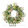 Dekorativa blommor Vårkrans för ytterdörren 20 "Daisy Eucalyptus Summer Wall Window Home Wedding Holiday Decoration Kxre