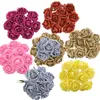 Dekorativa blommor kransar 6 cm gyllene röda rosen konstgjorda blommor glitter pulver rose blommor bukett för bröllop brud duschdekor baby dusch hem dekor t230217