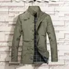 Men's Jackets Spring Autumn Men Jacket Stand Collar Slim Fit Pockets Coat Solid Color Single Breasted Breathable Trench