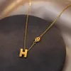 Choker Fashion Dainty Stianless Steel Letter H Подвесное ожерелье Золотое название для женщин -ювелирных изделий